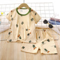 Kids' summer ice silk short-sleeve set - lightweight air conditioning suit for boys and girls, toddler and children's sleepwear, loungewear, and children's clothing