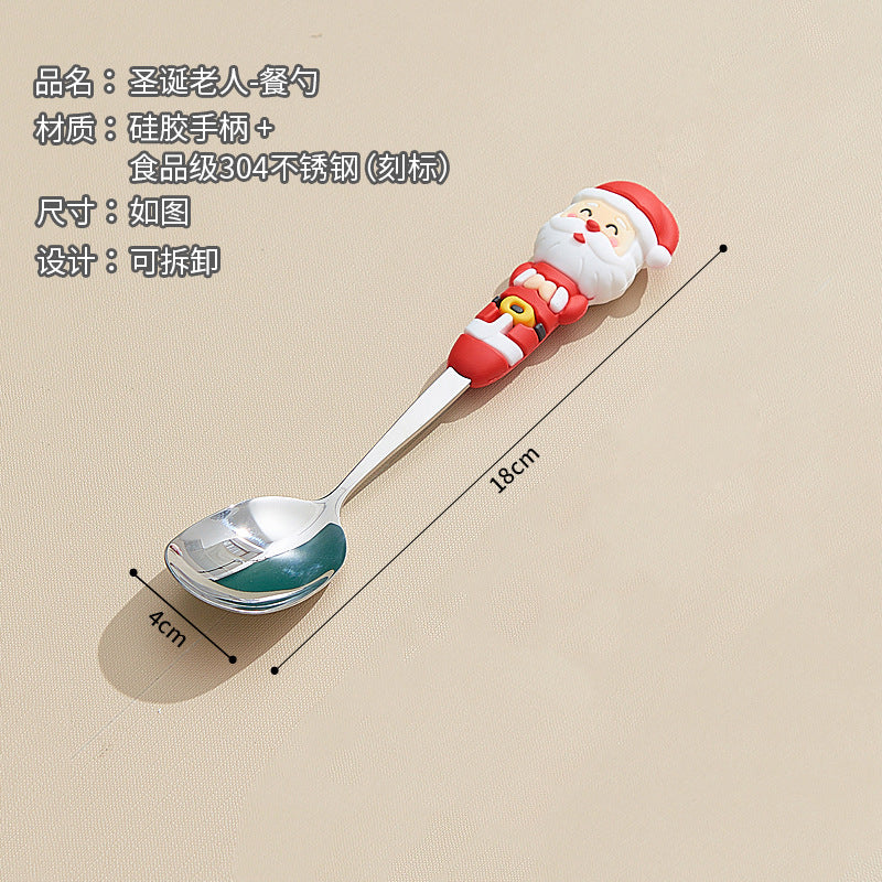 Wholesale christmas high-value stainless steel dessert spoons - cute cartoon creative coffee stirrers - gift tableware set
