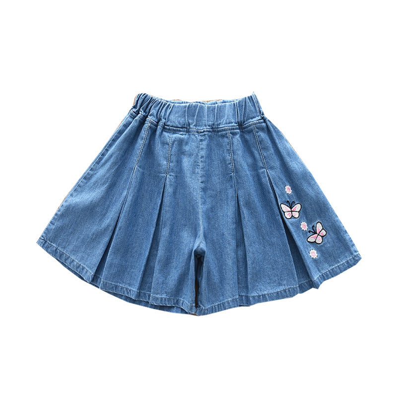 Girls' summer lightweight shorts: kids' summer tencel denim shorts for outwear,  new styles, trendy skirt pants for older girls
