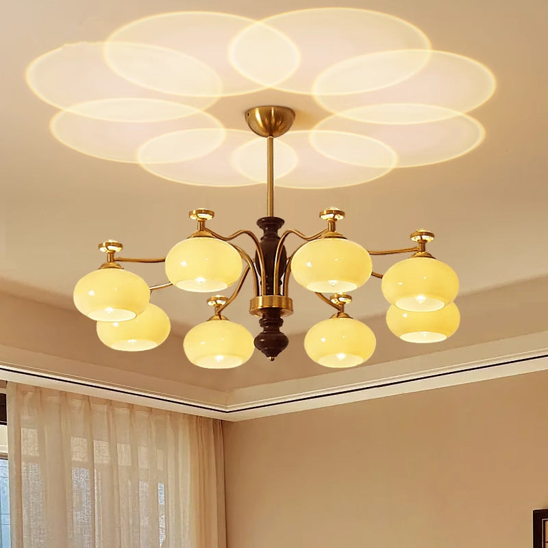 Medieval vintage American retro persimmon lens projection living room chandelier study bedroom dining room eye protection lamp