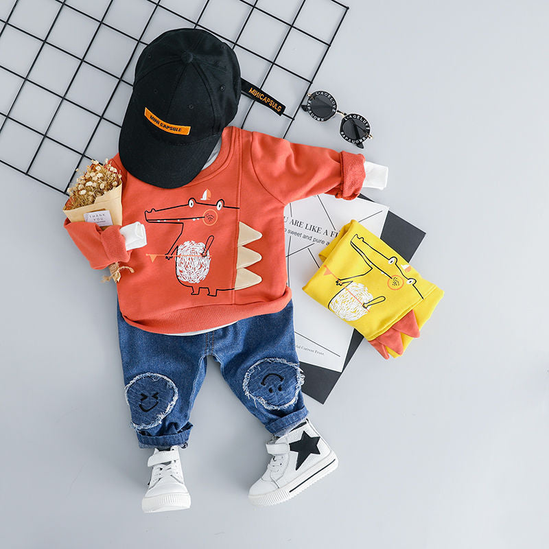 Boys' cool & casual  autumn/winter hoodie and sweatpants set - new korean style two-piece outfit for toddlers and young boys