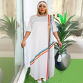 Aliexpress  cross-border supply african plus size european and american women's clothing colorfulstripesdress with headscarf