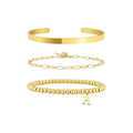26 letter pendant gold beads beaded bracelet handmade paper clip glossy bracelet three-piece set bracelet jewelry