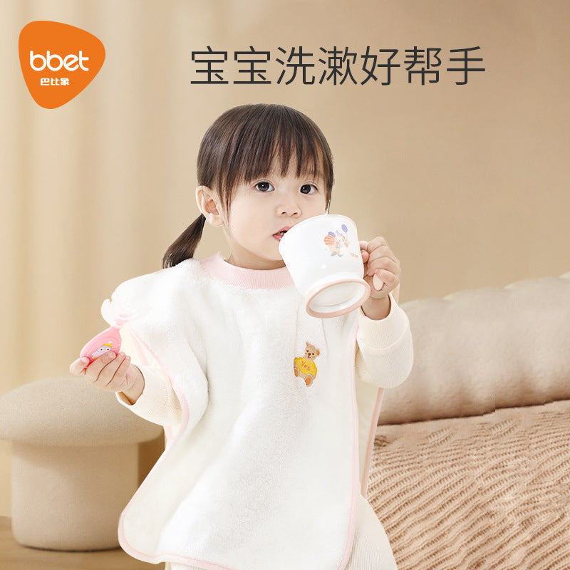 Babibele kids' washcloth & brushing bib - pure cotton waterproof baby bib/towel for spitting up & drool