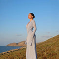 Wholesale women's fashion: autumn  new arrivals - elegant solid color v-neck long sleeve bodycon midi dress for export to europe and the us