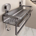 Suction cup shelf - wall mounted, no drilling required - bathroom & toilet organizer for vanity, washroom, and restroom