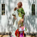 european and american spring/summer new arrival one-shoulder placement print dress - ins casual vacation loose dress