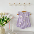 Infant and toddler onesie summer outfit, baby girl romper with flutter sleeves, triangle-shaped onesie, newborn and toddler summer lightweight clothing