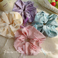 Ballet style pink satin ribbon bows large intestine hair tie female classy korean style super fairy elegant hair rope hair accessories