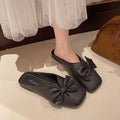 2025 new women's closed-toe slippers - summer outdoor wear, bow-embellished fashion sandals, trendy versatile flat half-slippers