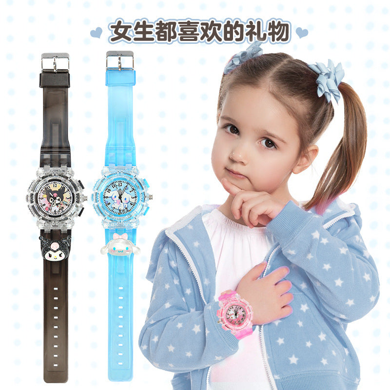 Kids' cartoon sanrio kuromi luminous electronic watch - girls' digital & analog quartz watch for elementary and middle school students