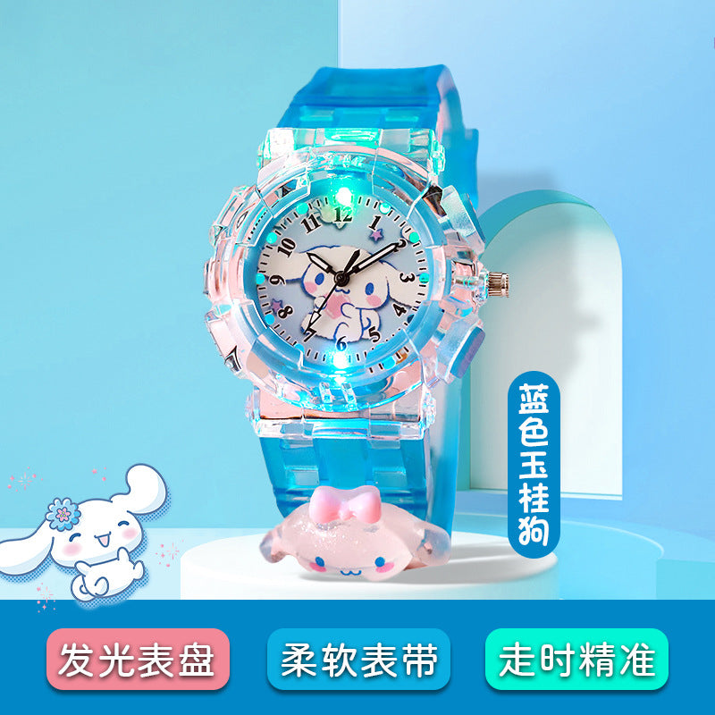 Kids' cartoon sanrio kuromi luminous electronic watch - girls' digital & analog quartz watch for elementary and middle school students