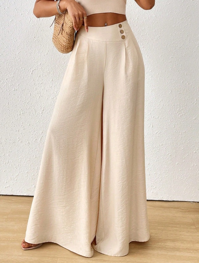 independent station new arrival cross-border fashionelegance mid-waist wide-leg pants pants