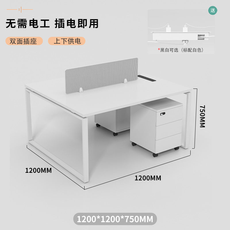 Office desk and chair set - modern minimalist design for 4-seat workstations, partitioned cubicles, and 2/4/6 person office furniture