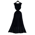 French chic high-end beaded sleeveless dress - women's slimming a-line knit maxi dress with round neck