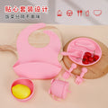 Silicone kids' meal set: baby food training suction bowl, food-grade fork and spoon, feeding utensils for babies