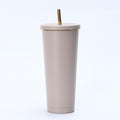 304 stainless steel gold-rimmed straw thermos cup outdoor portable car cooling ice cup car cup coffee cup