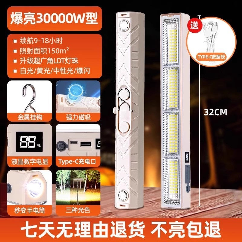 Rechargeable emergency light - outdoor camping magnetic led lamp - extra long battery life - ideal for stalls, street vendors, and night markets