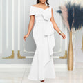 C8577 european and american women's clothing  cross-border fashion bandeau slant neck sexy slim-fit evening gown african dress