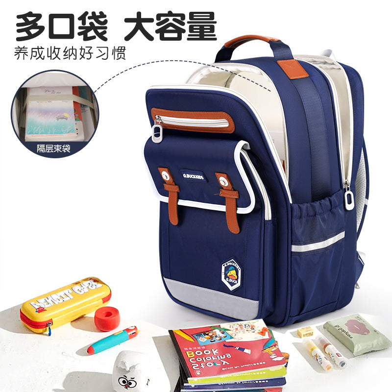 Factory direct: little yellow duck cloud elementary school backpack - available now! perfect for grades 1-6, boys and girls. spine-protecting, lightweight design for kids