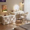 2025 new luxury solid wood vanity table - minimalist bedroom makeup desk with integrated chest of drawers, small storage cabinet, and makeup mirror