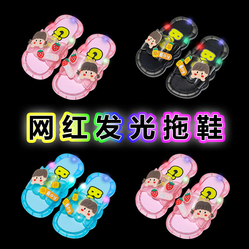 2023 new kids' slippers: summer light-up, trendy cartoon design for toddlers and children - cute indoor/outdoor home slides