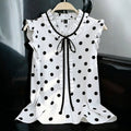 European and american style retro polka dot tank top - plus size, ruffle trim, v-neck design, loose fit, sleeveless top - flattering and concealing