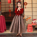 Ready-to-ship, hot-selling girls' formal dresses in festive red. new for , these long, elegant dresses are perfect for the new year and the fall/winter season. stylish and fashionable skirts