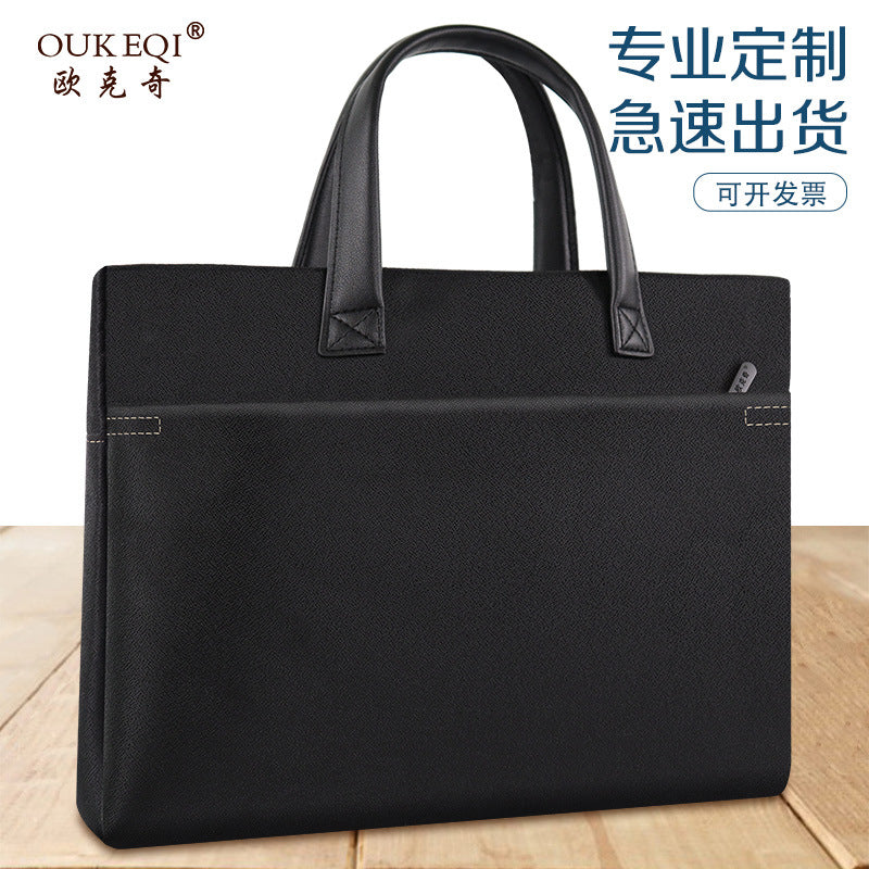 Large capacity satchel document bag double layer zipper bag office bag conference bag business briefcase oxford cloth document bag