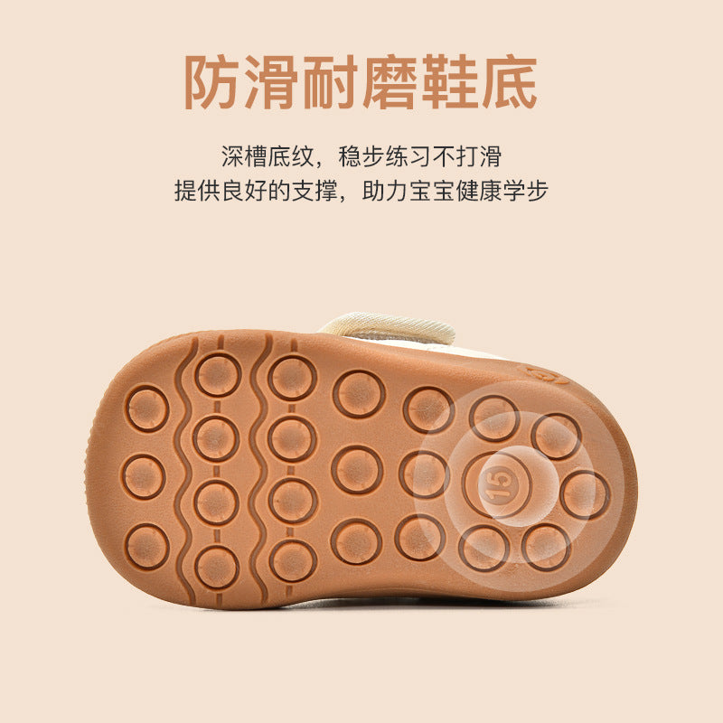 Toddler shoes for baby boys 0-1-3 years old, autumn/winter infant and toddler shoes for baby girls, soft sole functional fleece-lined thickened cotton shoes