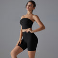Naked-feel all-in-one tube top sports back suit women's high waist hip lifting quick-drying yoga clothes running fitness two-piece set
