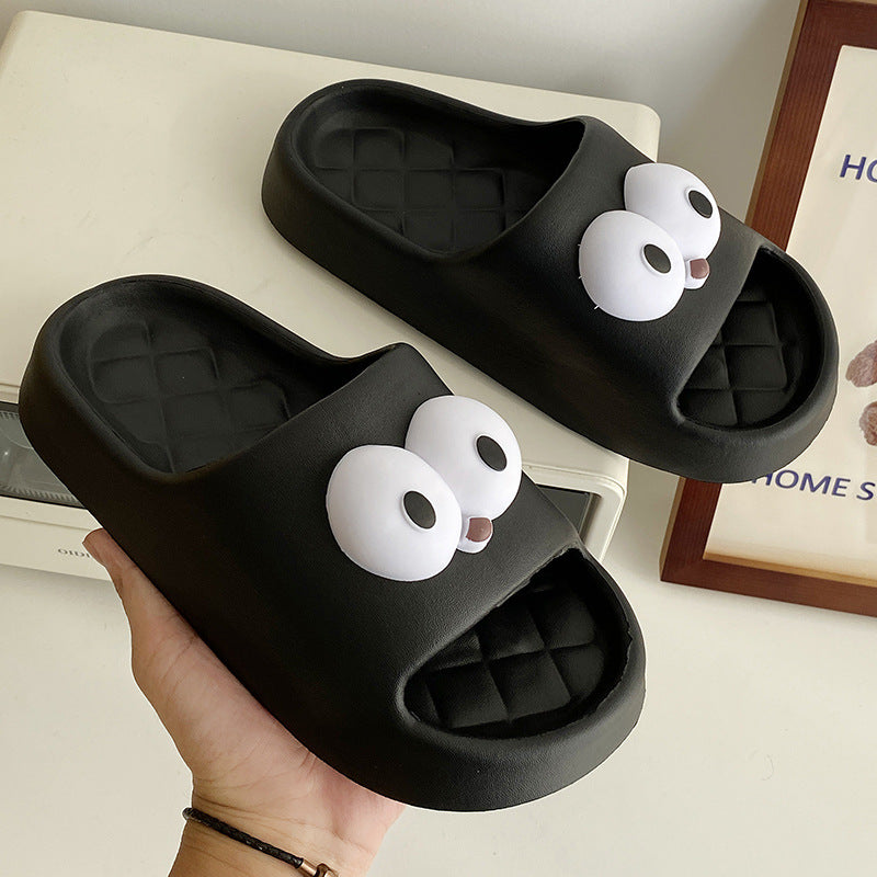 Thick soleeva slippers for women to wear outside summerfashion home indoor cute big eyes couple sandals