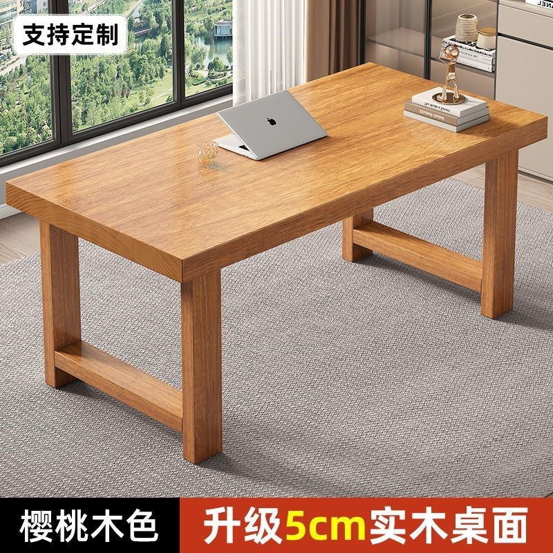 Solid wood desk - rectangular computer desk for bedroom, home office, and study - ideal for middle school students and workspaces