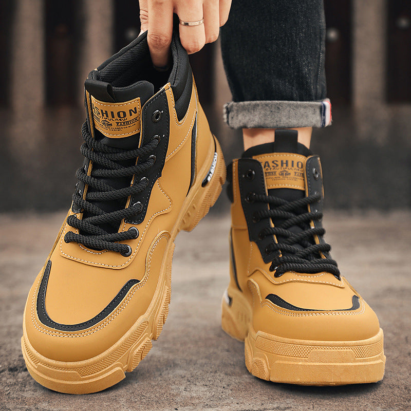 High-top boots men's shoes springnew arrival breathable workwear shoes men's shoes easiest for match british stylethick sole rhubarb boots