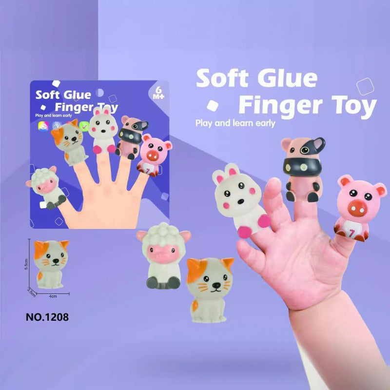 export children's cute fun soft glue finger animals dolls parent-child interactive cognitive toys