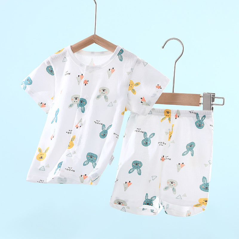 Baby short-sleeve set - summer lightweight cartoon newborn pure cotton kids summer shorts infant clothes spring/summer outfit