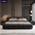 Accessible luxury genuine leather bed storage double bed casual italian puff bed master bedroom scandinavian leather bed head layer cowhide bed
