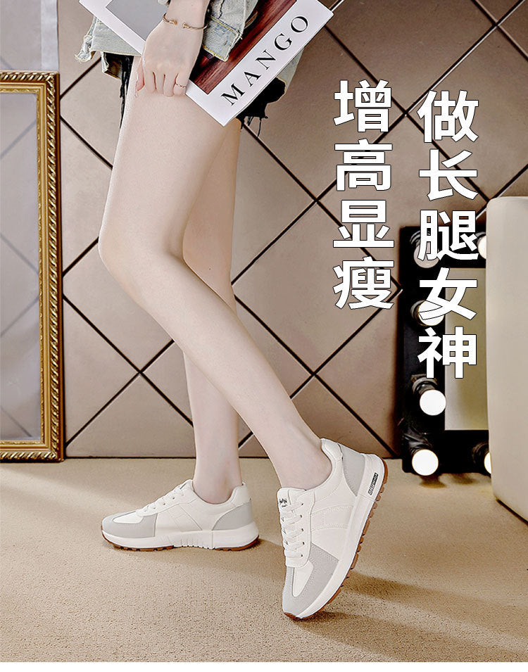 plus size women's shoes - new spring/autumn leather sneakers - korean style versatile flat casual soft sole running shoes