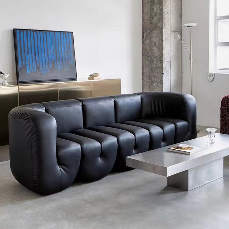 Swiss genuine leather designer modular artistic mid-century modern sofa