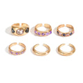 European and american cross-border fashion geometric diamond-studded irregular ring set, metallic smooth finish finger rings, ring accessories for women