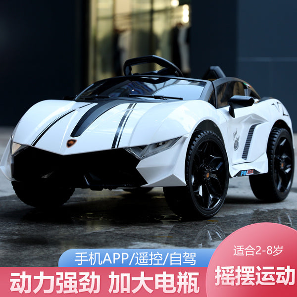 Children's electric four-wheel car with remote control toy car can seat boys and girls charging four-wheel drive rocking stroller