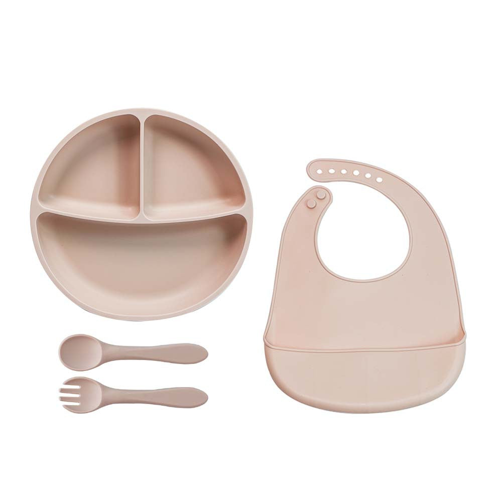 Kids' meal set: food-grade silicone utensils, baby bib, and fork & spoon - bestselling baby dining essentials (3-piece set)