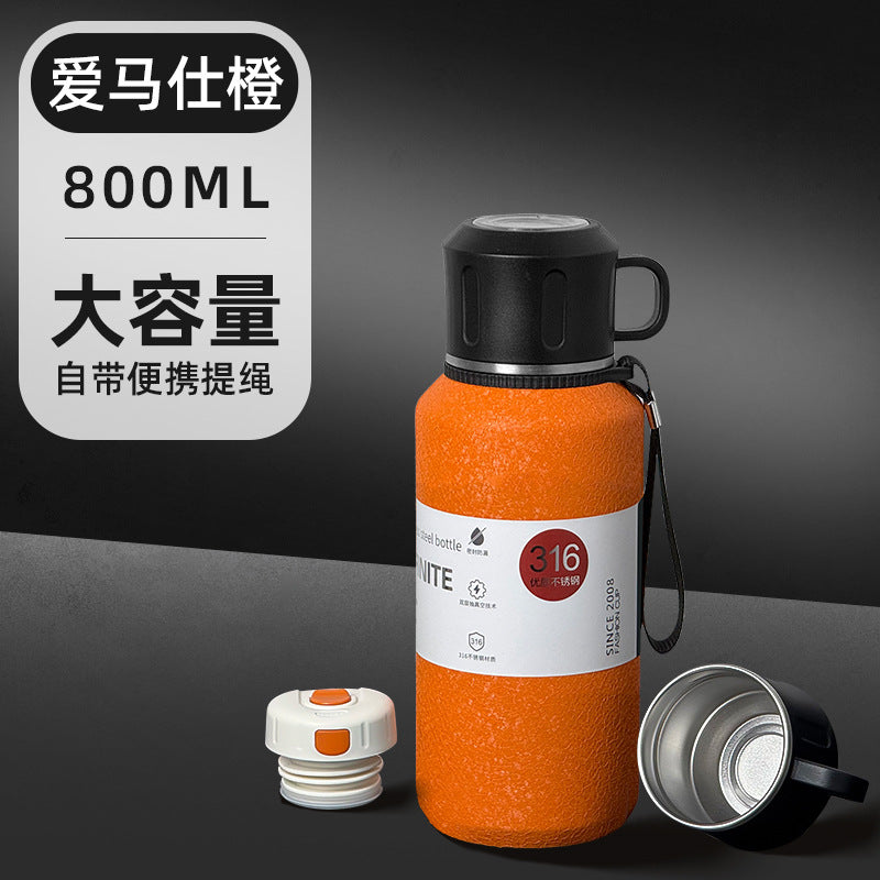 316l stainless steel vacuum insulated thermos - all steel construction, large capacity, portable for men's outdoor travel, hiking, and mountaineering