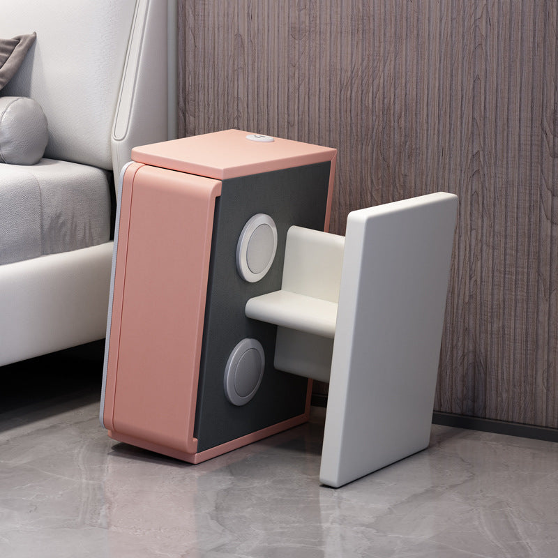 Smart bedside table: minimalist modern, light luxury, fingerprint unlock, multifunctional, rechargeable, drill-free, unique & creative