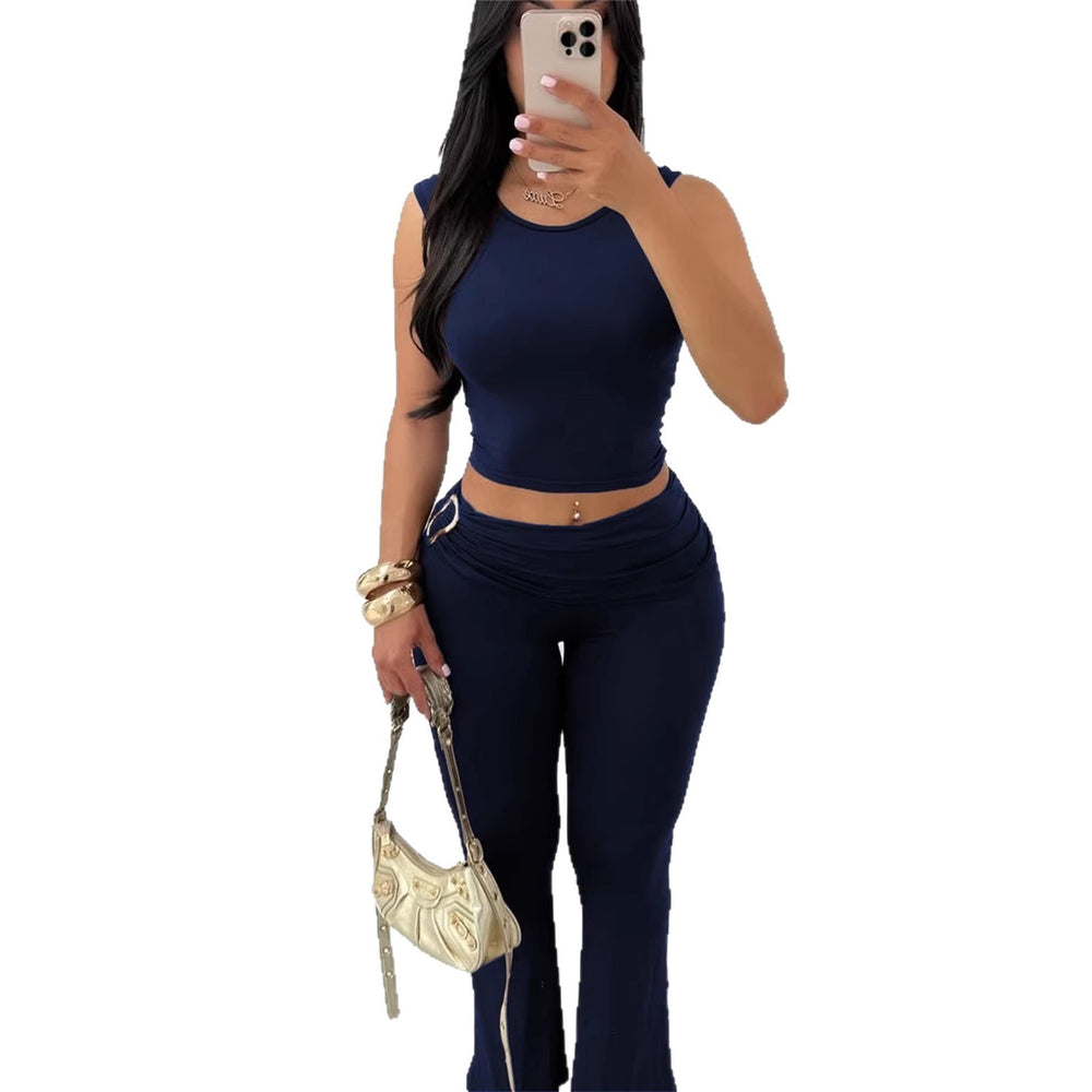 summer new arrivals:  european & american style women's crop top sleeveless bodysuit and bodycon leggings set