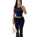 summer new arrivals:  european & american style women's crop top sleeveless bodysuit and bodycon leggings set