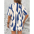 fashion for europe and america:  resort collection - elegant printed two-piece set: shirt & high-waisted shorts (short sleeve)