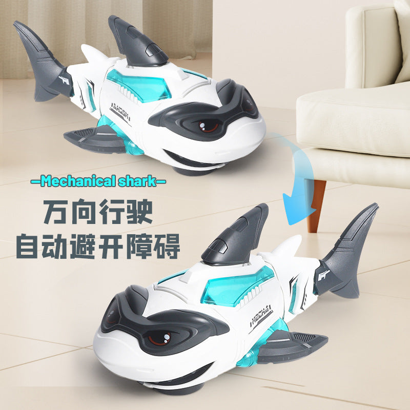 new arrival electric universal mechanical shark crawling kids sound and light artificial fish animal model boy toy