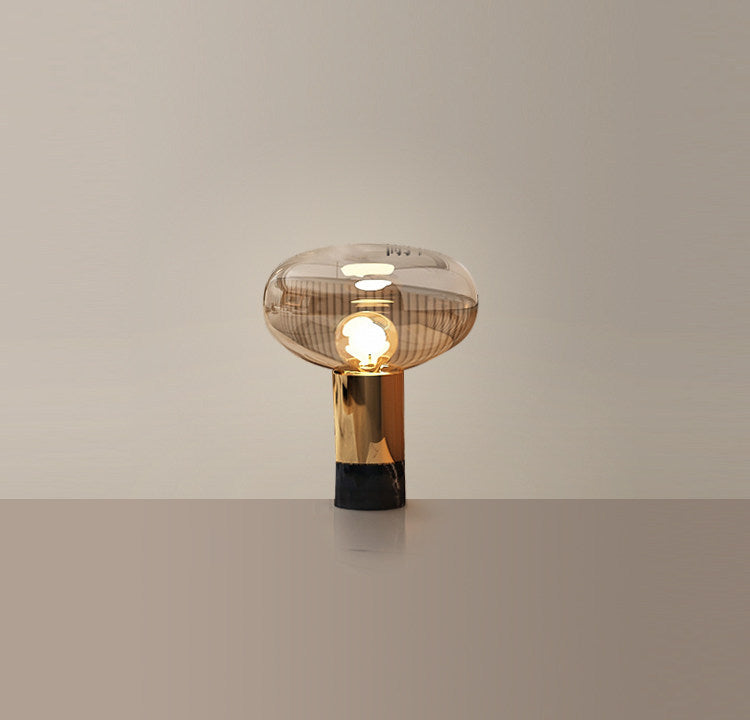 Modern creative light luxury glass table lamp marble designer model room decoration b&b bedroom bedside lamp italian style