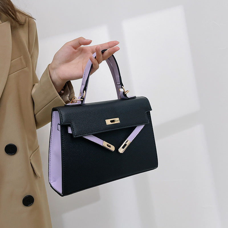 Versatile women's shoulder bag - crossbody, tote, and handbag - 2025 new arrival - trendy color block kelly bag for women (cross-border e-commerce)